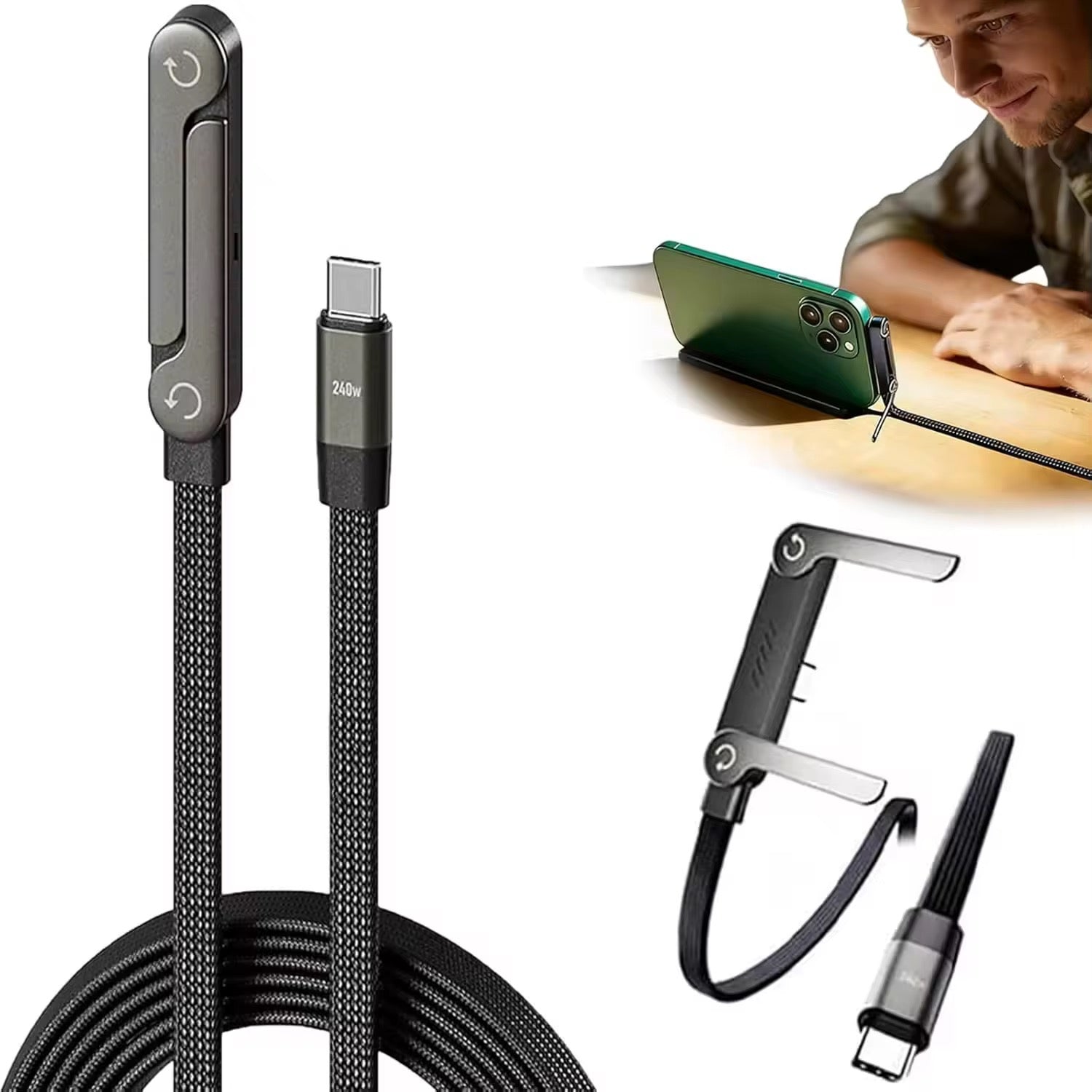 Fast Charging Cable With Phone Stand